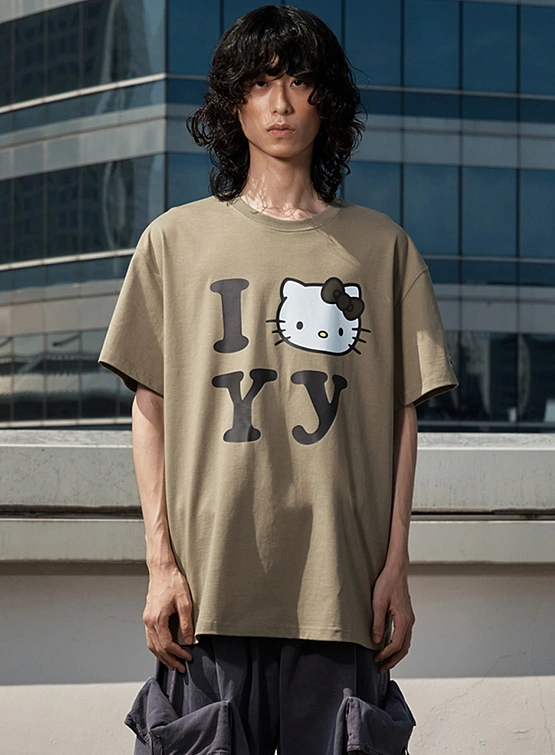 Футболка OPEN YY Hello Kitty x YY T-Shirt Khaki