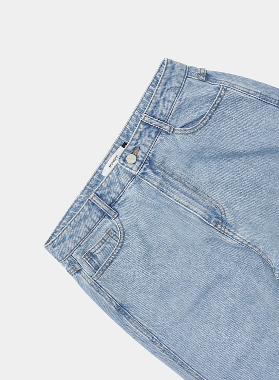 Джинсы AMOMENTO Men's Straight Fit Denim Light Blue
