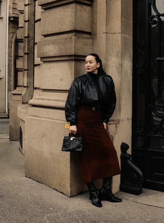 Женская юбка LE17SEPTEMBRE Leather Straight Brown