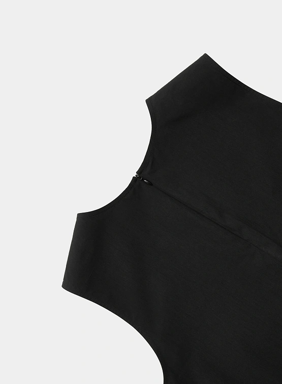 Топ AMOMENTO Cotton Two-Way Shirring Top Black