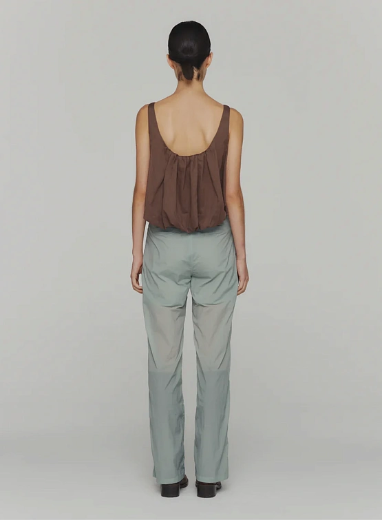 Топ AMOMENTO Sheer Volume Crop Top Brown