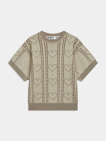 Женский джемпер OPEN YY Heart&Cable Crewneck Brown