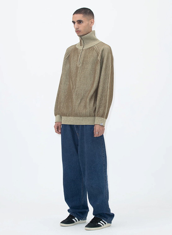 Свитер YESEYESEE Rib Knit Half Zip Up Khaki
