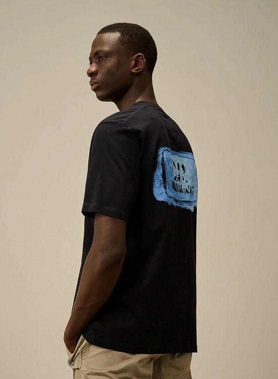 Футболка C.P. Company 30/1 Jersey Graphic Logo Total Eclipse