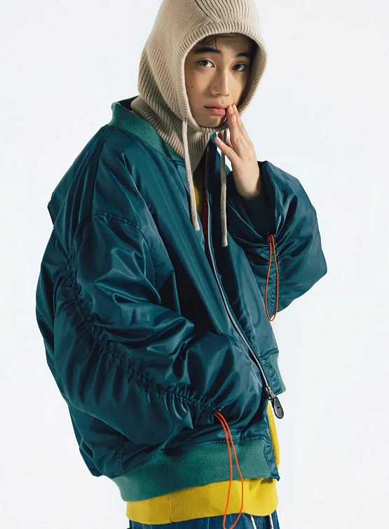 Бомбер ANGLAN Bulky Shirring MA-1 Blue Green