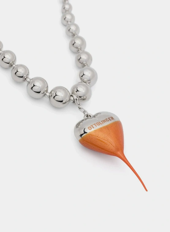 Ожерелье Ottolinger Otto Heart Necklace Silver/Orange