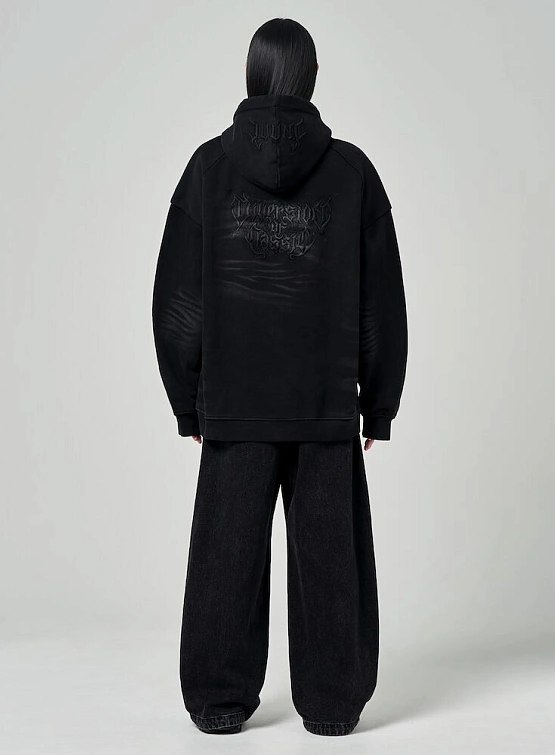 Худи JUUN.J Garment Dyed Graphic Embroidered Black