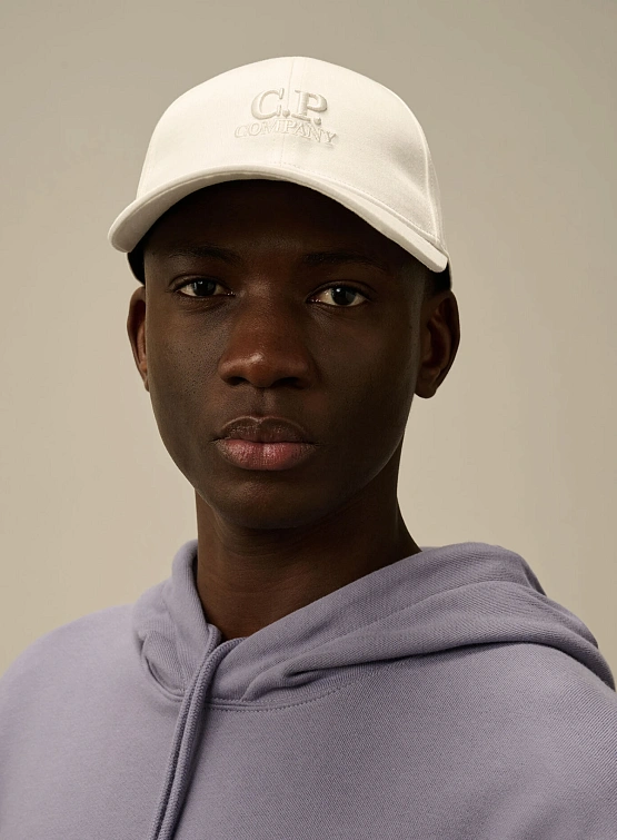 Кепка C.P. Company Gabardine Logo Cap Gauze White