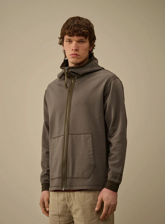 Зип-худи C.P. Company Diagonal Fleece Mixed Smoked Pearl