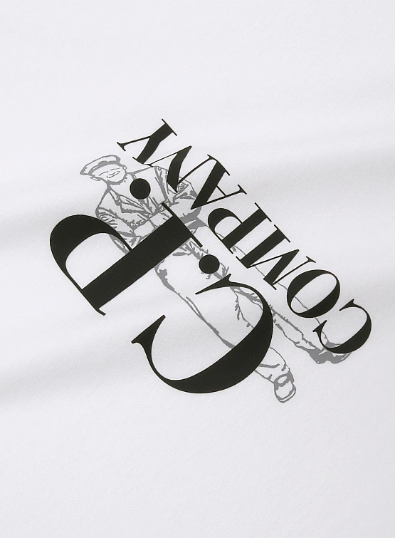 Футболка C.P. Company 30/1 Jersey Logo Gauze White
