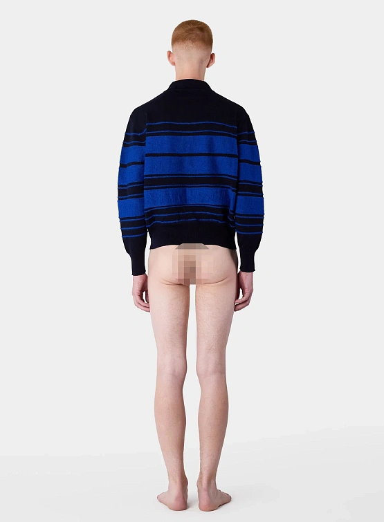 Пуловер Sunnei Striped Knit Longsleeve Polo Dark Blue