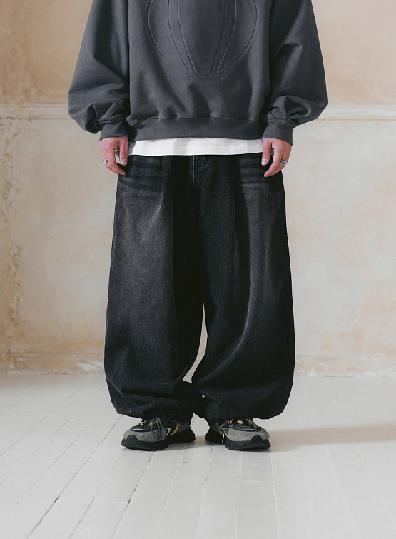 Джинсы ANGLAN Tin Denim Washing Balloon Pants Black Denim