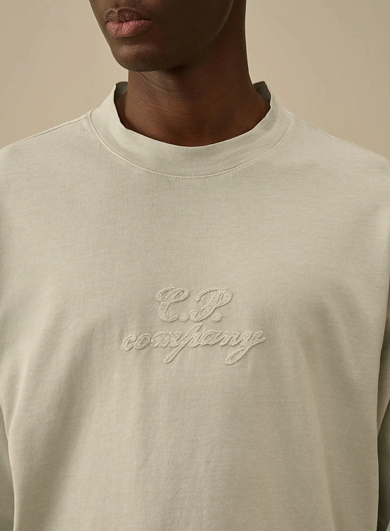 Лонгслив C.P. Company 20/1 Jersey Boxy Logo Blue Fox Grey