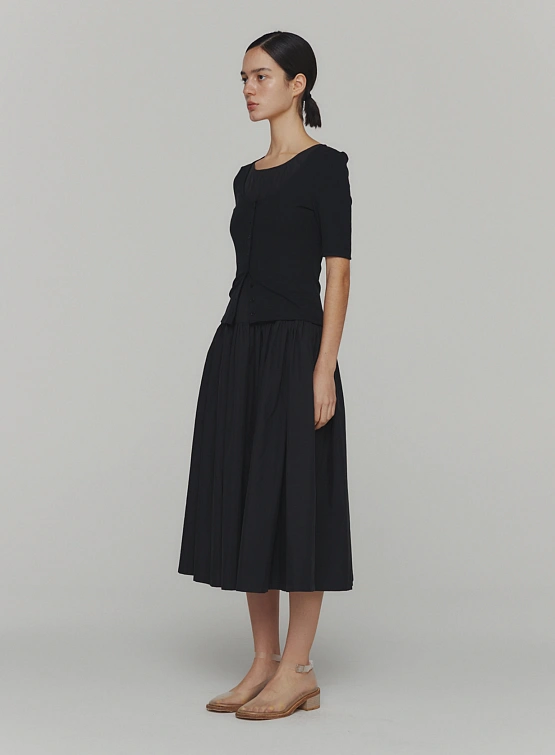 Женское платье AMOMENTO Cotton Shirring Dress Black
