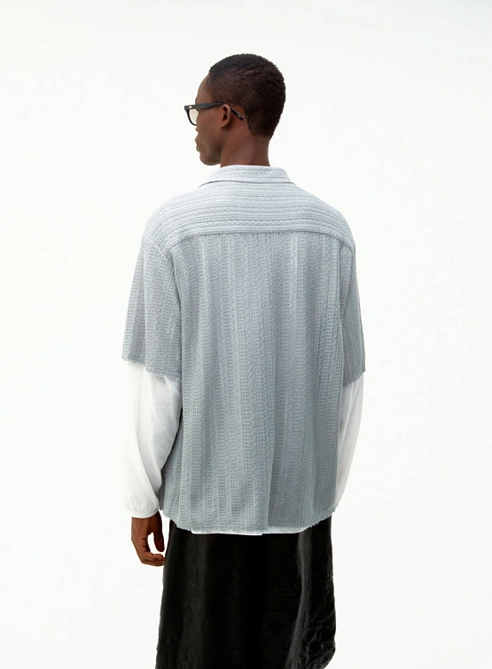 Рубашка COOR Cable Knit Camp Collar Light Grey