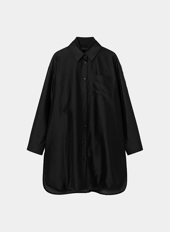 Женская рубашка JUUN.J Shiny Double Long Shirt Black