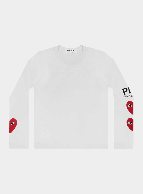Лонгслив Comme des Garçons PLAY 3 Heart White