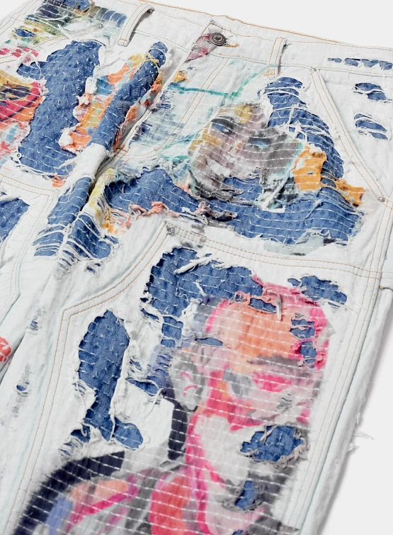 Джинсы KidSuper Boro Stitched Double Knee Multi