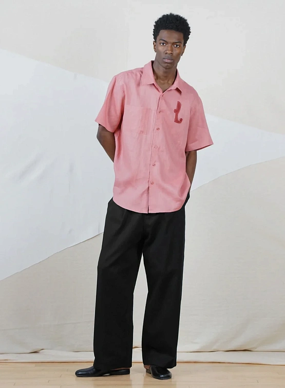 Рубашка lorenz Studio Appliqué Linen Shirt Salmon Pink