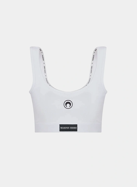 Бра Marine Serre Moon Logo Stretched Jersey Sport Bra White