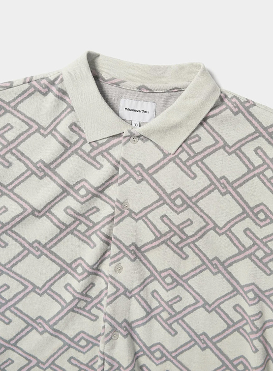 Поло thisisneverthat Jacquard Button Up Top Ivory
