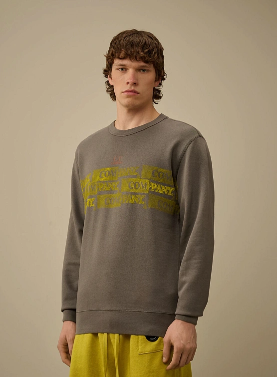 Свитшот C.P. Company Cotton Fleece Crewneck Smoked Pearl Grey