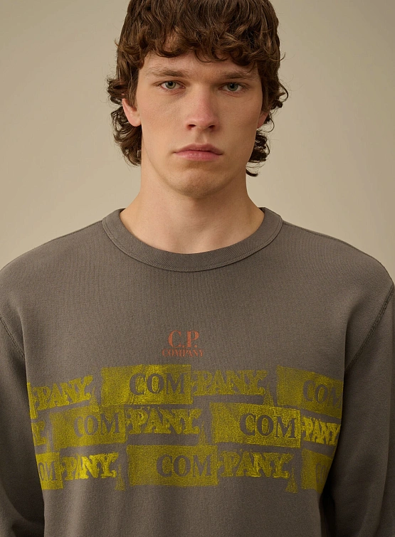 Свитшот C.P. Company Cotton Fleece Crewneck Smoked Pearl Grey