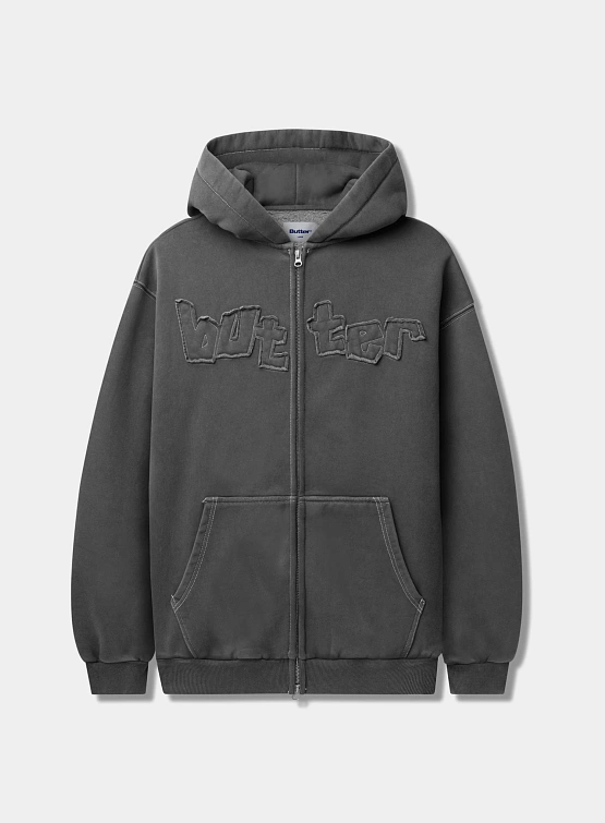 Зип-худи Butter Goods Mineral Wash Zip-Thru Charcoal