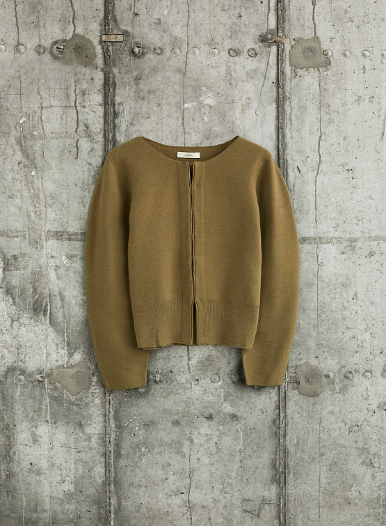 Женский кардиган AMOMENTO Wholegarment Rounded Cardigan Khaki