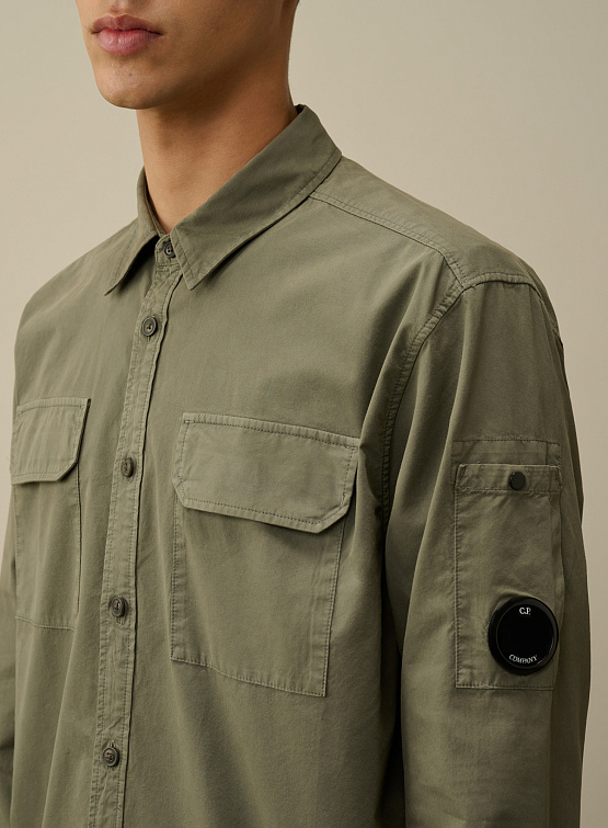 Рубашка C.P. Company Organic Gabardine Lens Grape Leaf