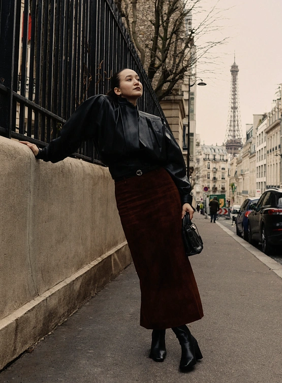 Женская юбка LE17SEPTEMBRE Leather Straight Brown