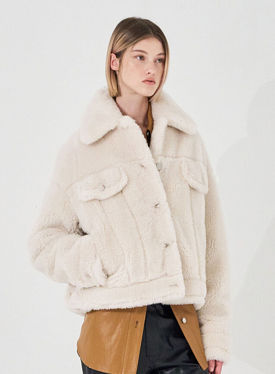 Женская куртка из шерсти System Tumble Fur Beige
