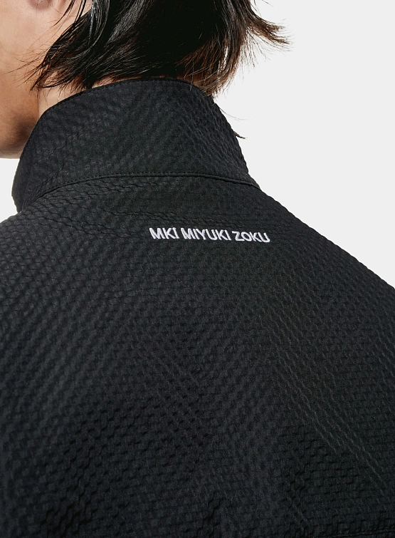 Халф-зип MKI MIYUKI ZOKU Seersucker Quarter Black