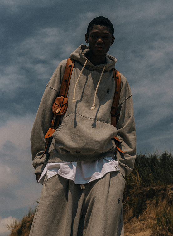 Худи ANGLAN x ESEELMI Damage Sweat Hoodie Melange Grey