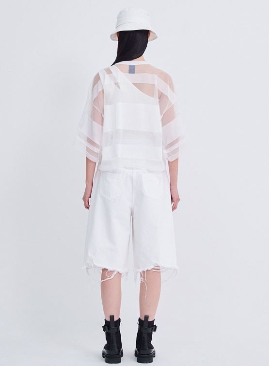 Женские шорты JUUN.J Double Waisted Denim Shorts White