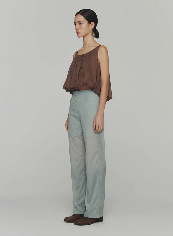 Топ AMOMENTO Sheer Volume Crop Top Brown