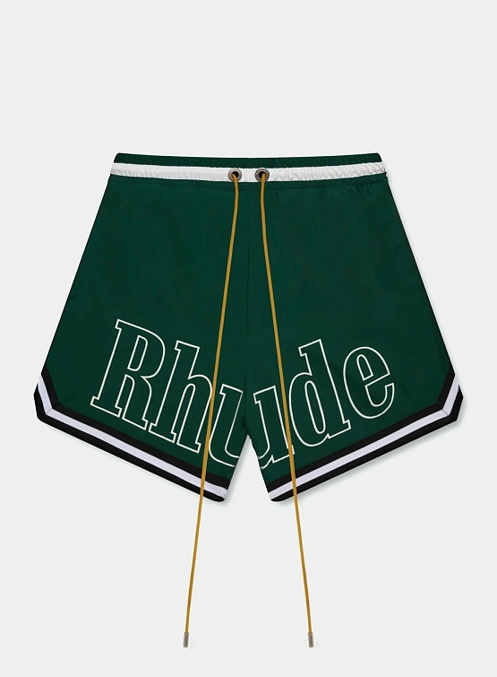 Шорты RHUDE Logo Basketball Swim Forest Green/Black/White