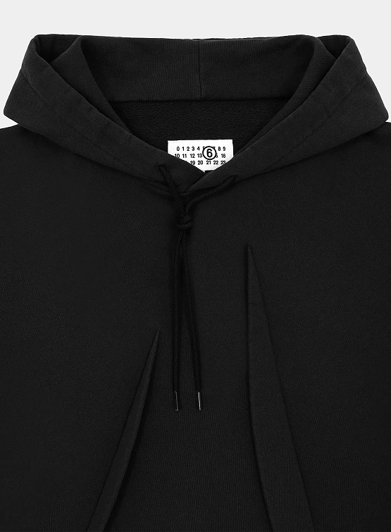 Женское худи MM6 Maison Margiela Pleated Jersey Washed Black