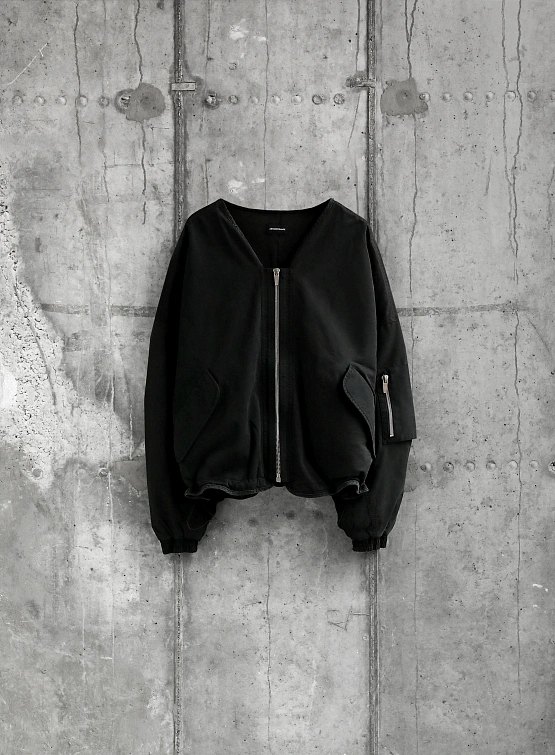 Бомбер ARNODEFRANCE Collarless Bomber Washed Black