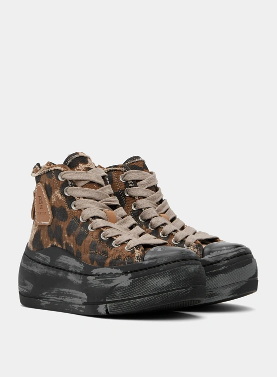 Женские Кеды R13 Kurt High Top Brown Leopard