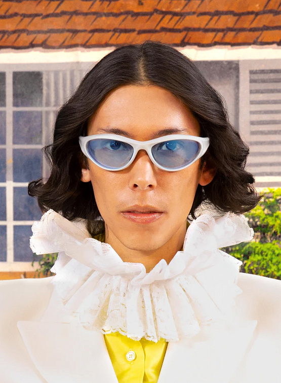 Очки Bonnie Clyde Angel Silver & Blue Flash Lens