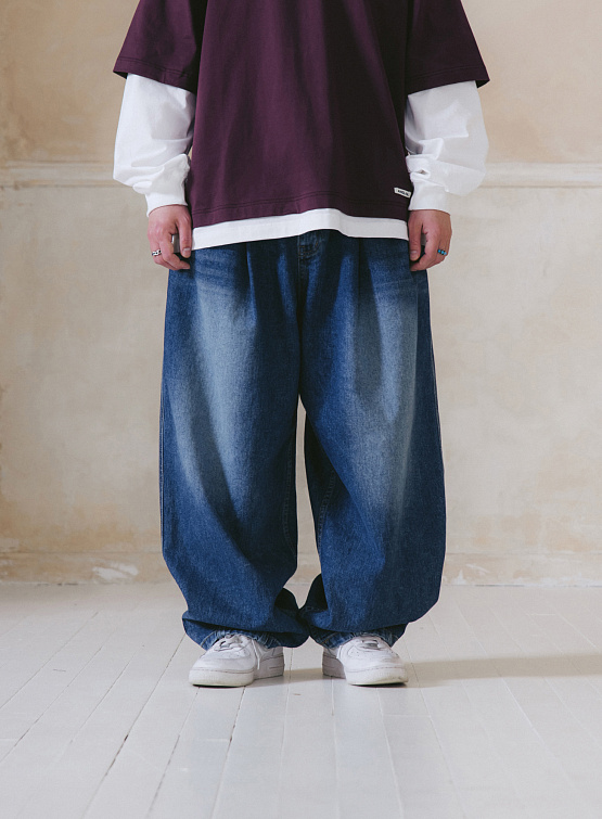 Джинсы ANGLAN Tin Denim Washing Balloon Pants Blue Denim