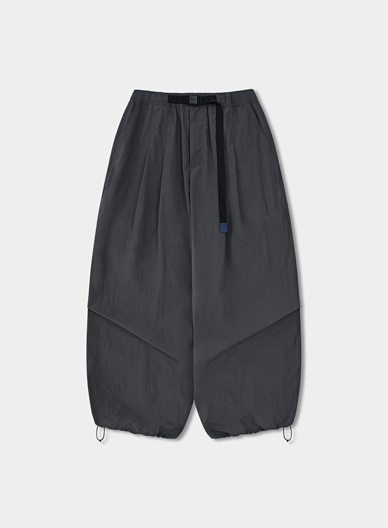 Брюки ANGLAN Nylon Tuck Belt String Balloon Pants Grey