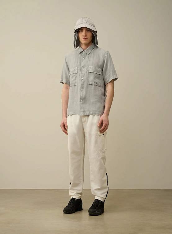 Рубашка C.P. Company Linen Short Sleeved Shirt Drizzle Grey