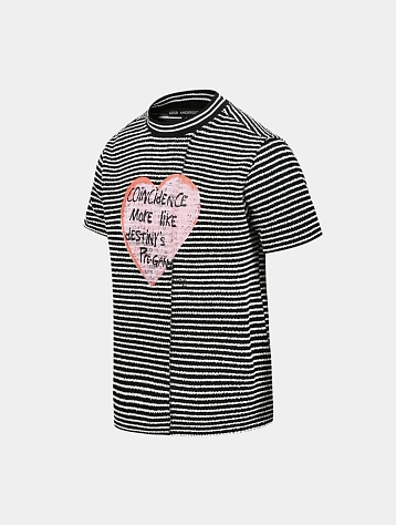 Футболка Andersson Bell Heart Message Stripe Crew Neck Black
