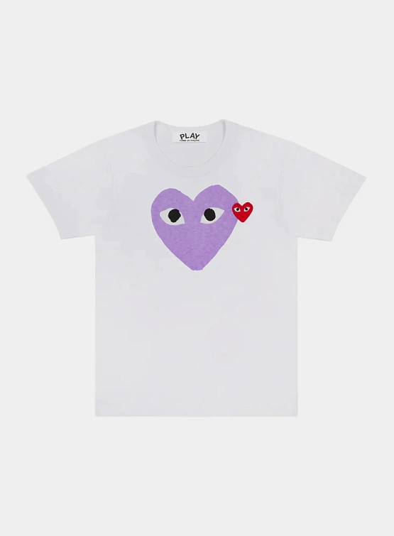 Футболка Comme des Garçons PLAY Big Purple Heart White
