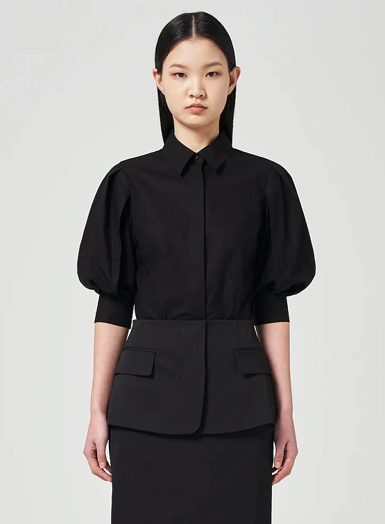 Женская рубашка JUUN.J Volume Sleeve Slim Blouse Black