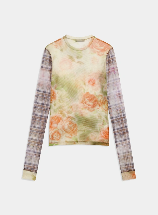 Женский топ OPEN YY Floral Mesh Sleeve Top Multi
