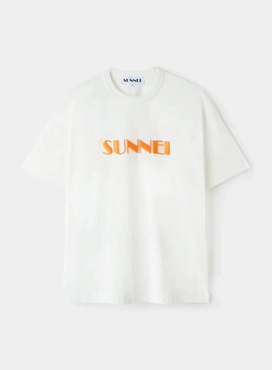 Футболка Sunnei Classic Big Logo Embroidered Off White/Peach