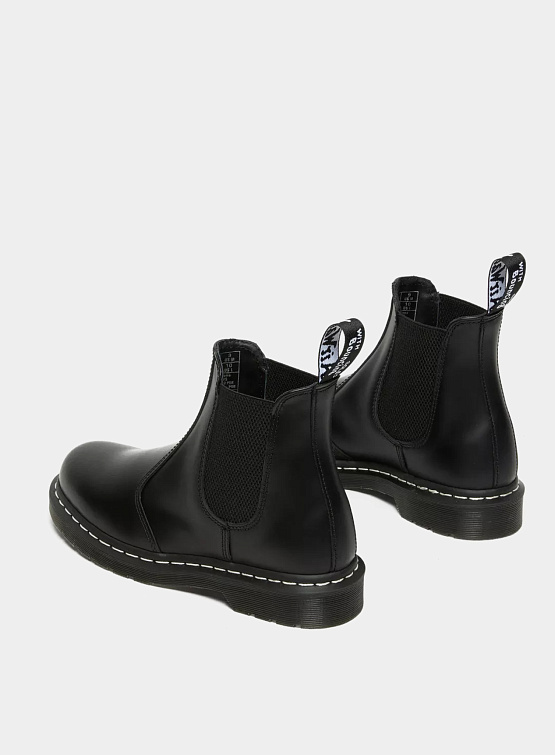 Женские челси Dr. Martens 2976 White Stitch Leather Black